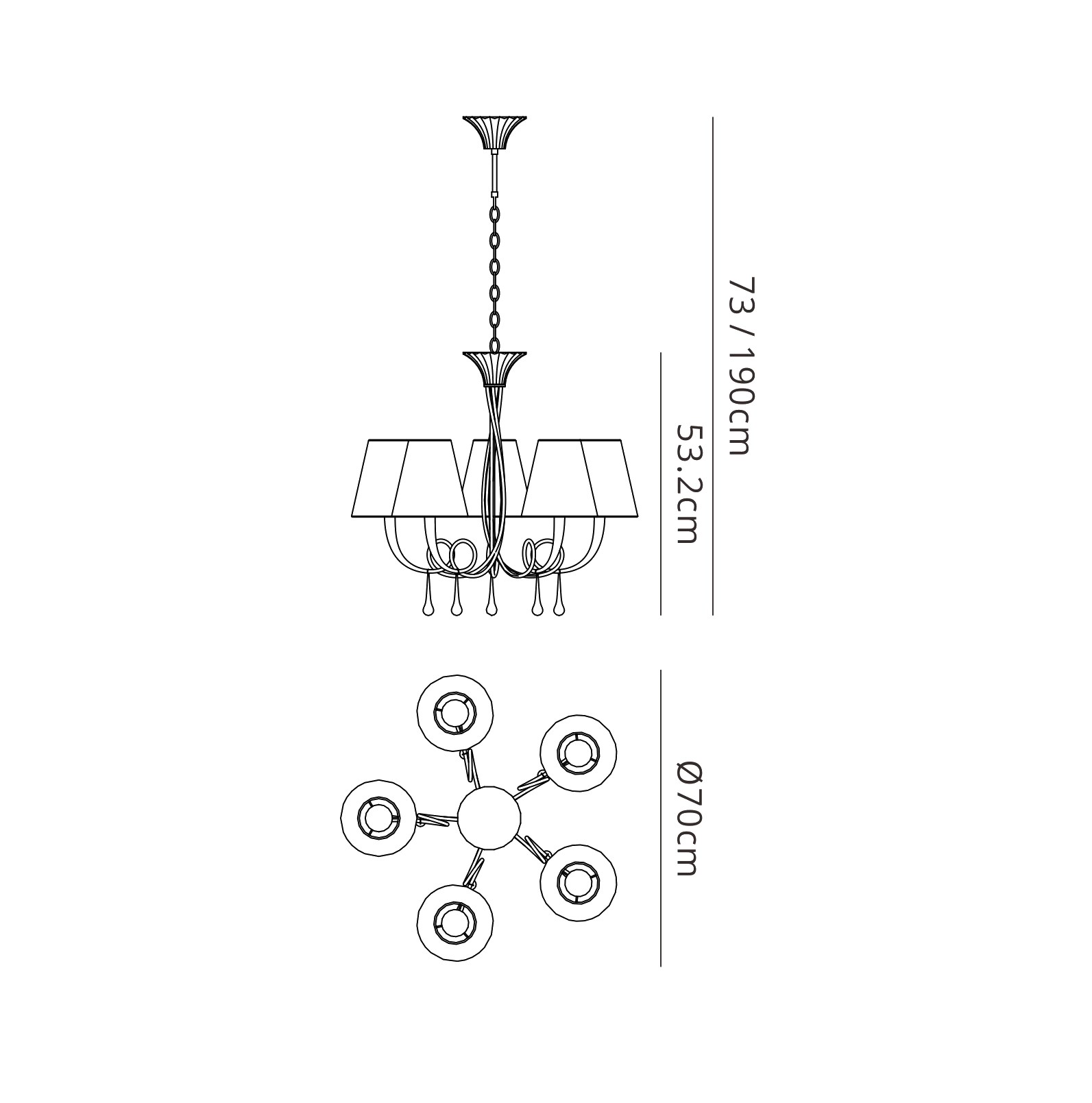 Paola Silver-Cream Ceiling Lights Mantra Multi Arm Fittings